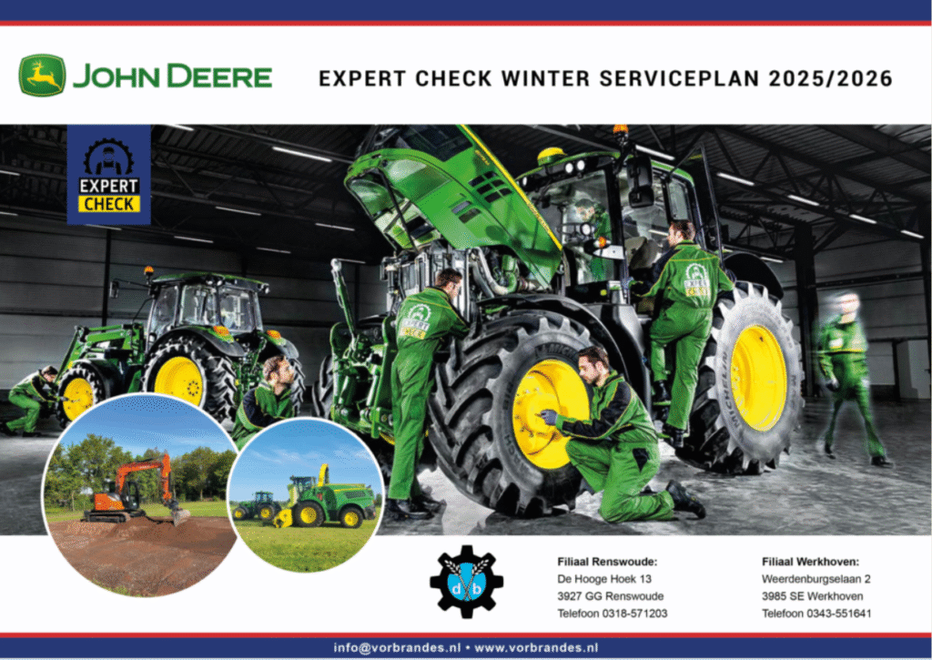 Geachte relatie,

De winter staat voor de deur – hét moment om je machine(s) te laten controleren en zo problemen in het nieuwe seizoen te voorkomen.
Daarom sturen wij je hierbij ons Winter Serviceplan, inclusief aantrekkelijke speciale condities.
Door nú actie te ondernemen, voorkom je onverwachte en hoge kosten.
Deze actie loopt van 1 november 2025 tot 1 maart 2026.
Met dit serviceplan hopen wij je optimaal te ondersteunen in de voorbereiding op het nieuwe seizoen.
Heb je vragen of wil je direct een afspraak inplannen? Neem dan gerust contact met ons op. 
We helpen je graag verder.

Locatie Werkhoven 0343 – 55 16 41 | Locatie Renswoude 0318 – 57 12 03